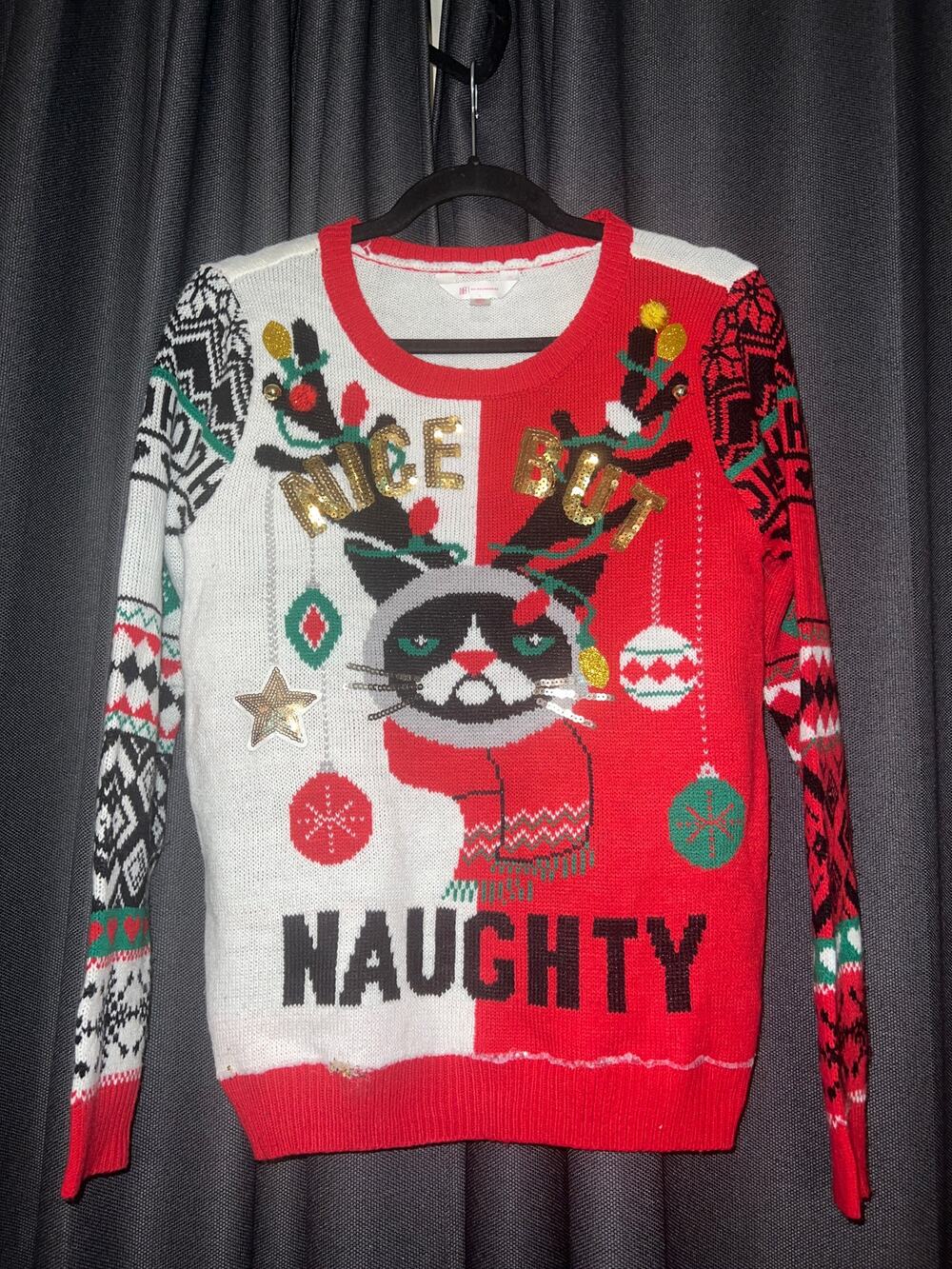 Ugly Christmas Sweater Xmas Size Medium Cat